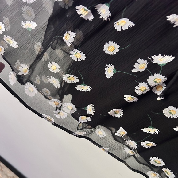 The Kooples NWT 100% Silk Black Daisy Long Sleeve Dress | FR 0 = US 2 - Picture 5 of 13